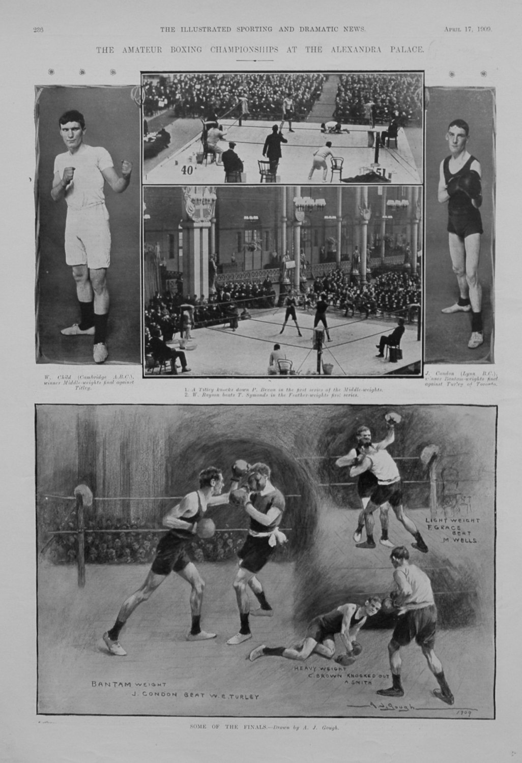 The Amateur Boxing Championships at the Alexandra Palace. April 1909.