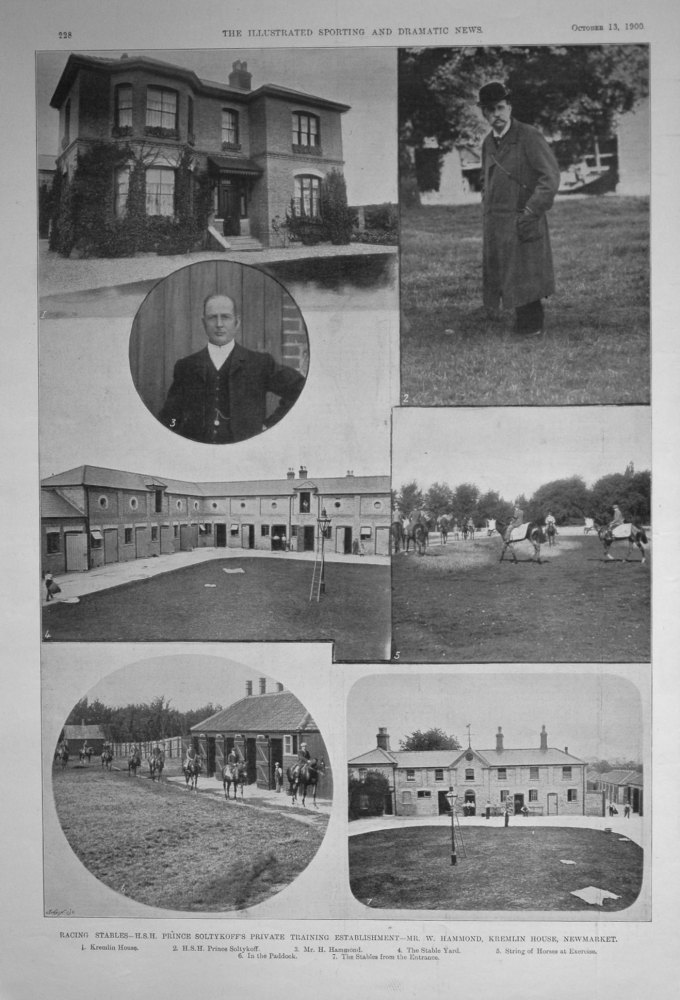 Racing Stables- H.S.H. Prince Soltykoff's Private Training Establishment - Mr. W. Hammond, Kremlin House, Newmarket.