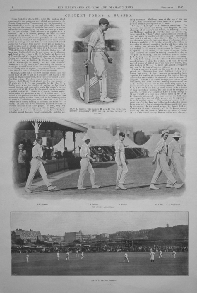 Cricket - Yorks v. Sussex. 1900