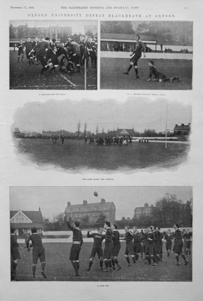 Oxford University Defeat Blackheath at Oxford. 1900.  (Rugby).