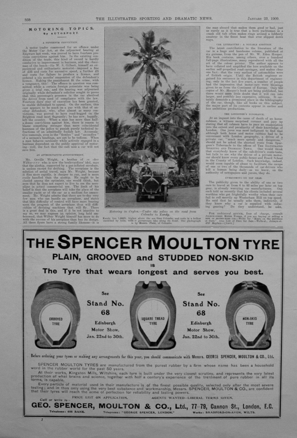 Motoring Topics, by Autosport. January 23rd 1909.