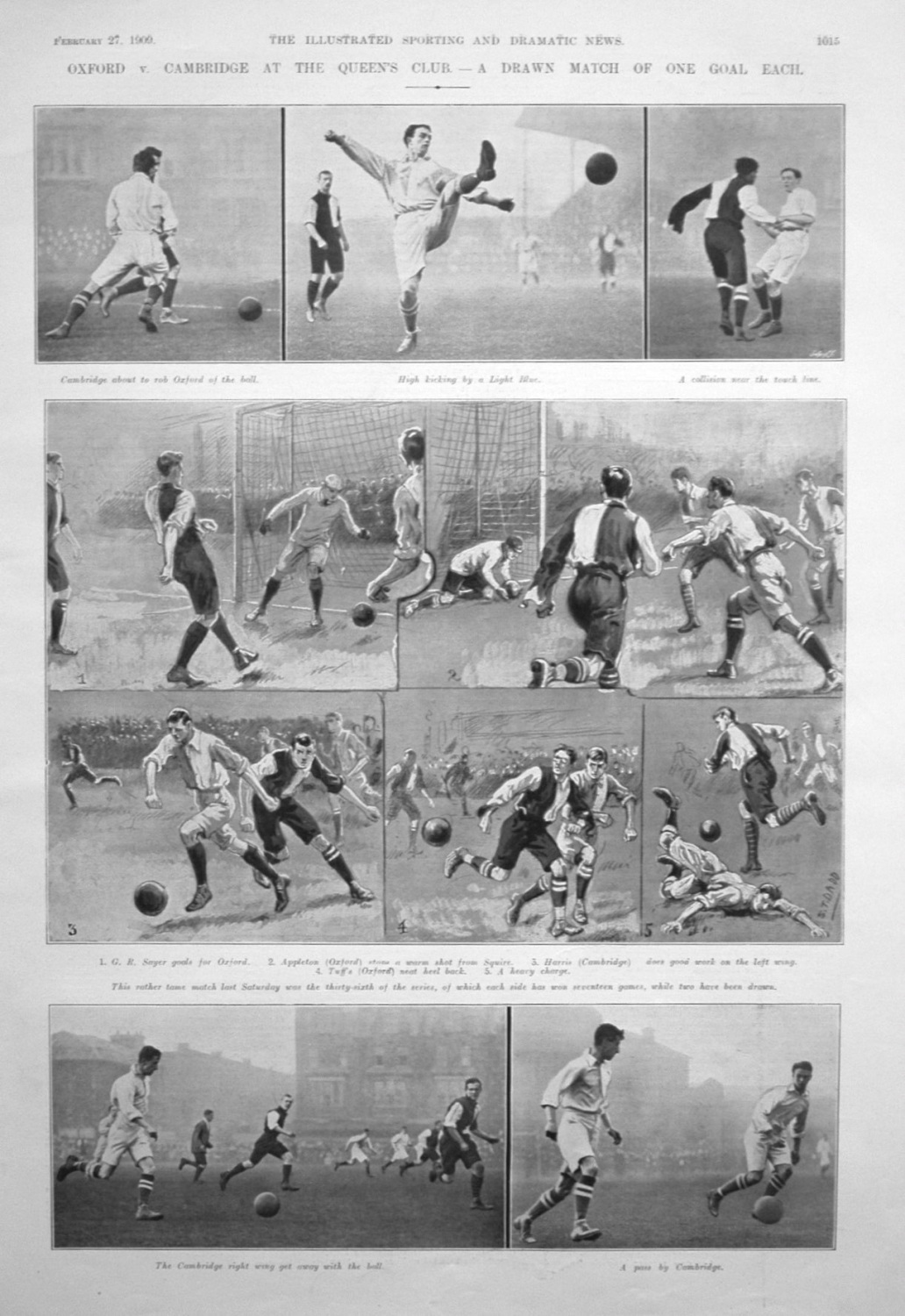 Oxford v. Cambridge at the Queen's Club. (Football). 1909