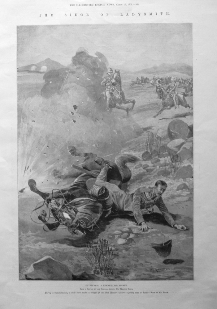 The Siege of Ladysmith. Uninjured : A Remarkable Escape. 1900.