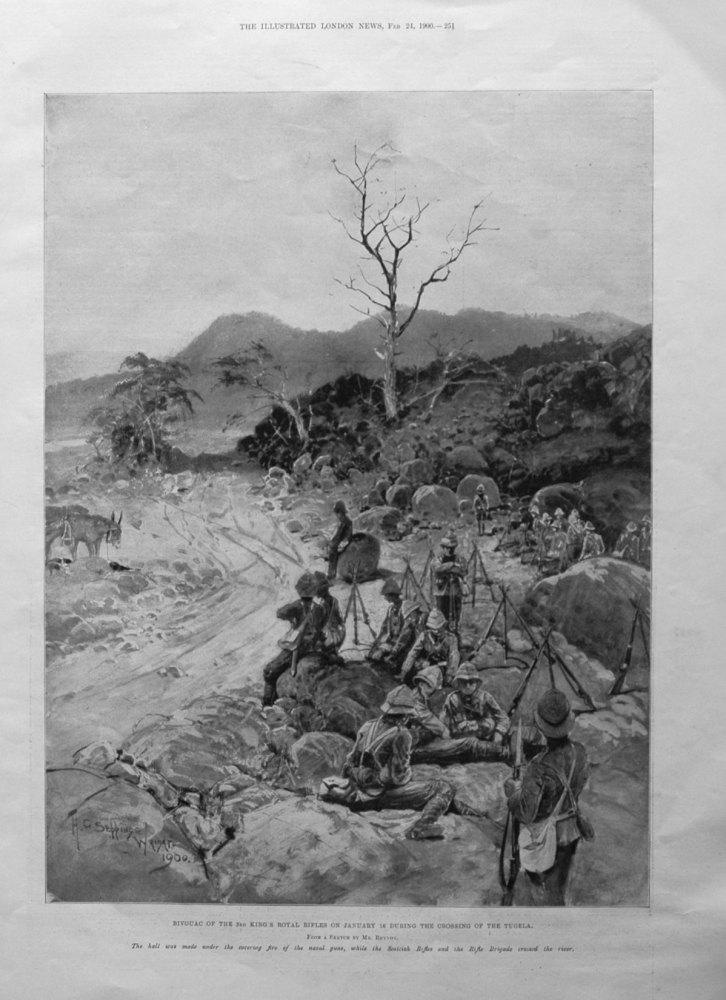 Bivouac of the 3rd King's Royal Rifles on January 16 during the crossing of the Tugela.