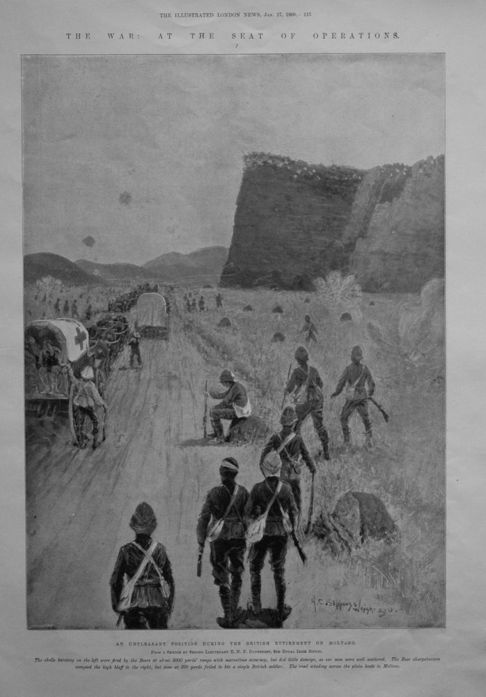 The War : At the Seat of Operations.  An unpleasant Position during the British retirement on Molteno.  1900