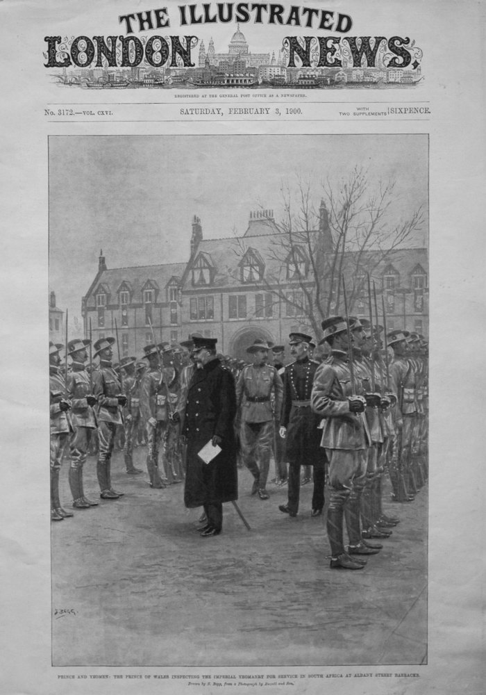 Prince and Yeomen : The Prince of Wales inspecting the Imperial Yeomanry for Service in South Africa at Albany Street Barracks.