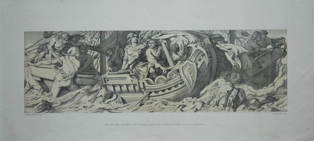 Harold's ship stranded on the Norman coast, in the territory of Guy, Count of Ponthieu.