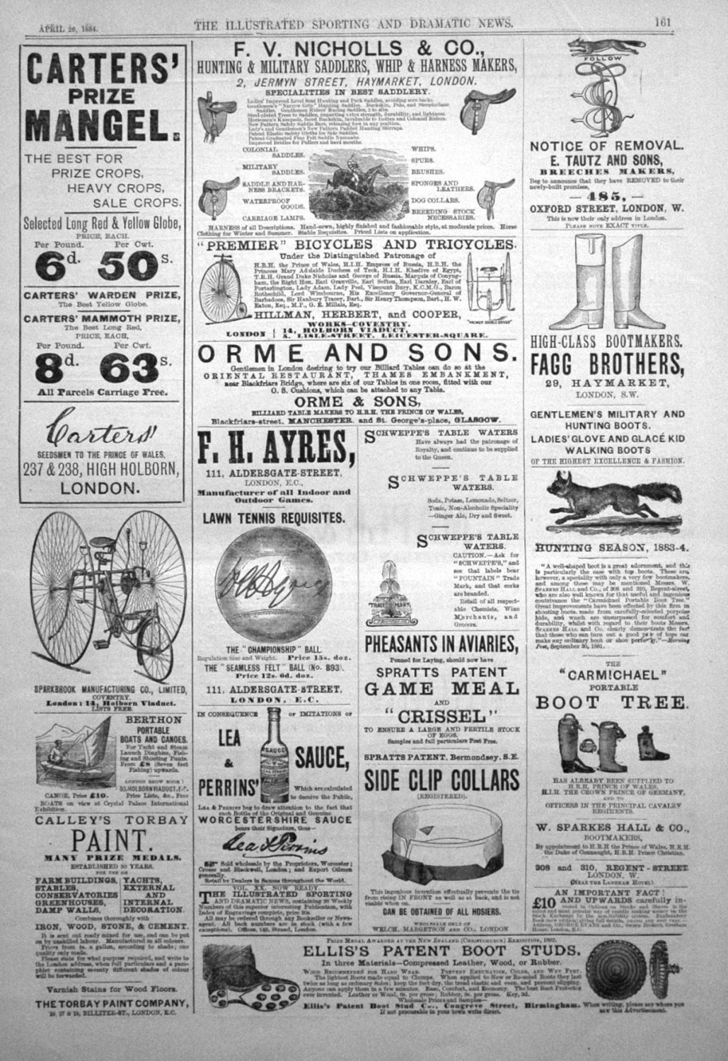 Adverts. Illustrated Sporting and Dramatic News April 26th 1884.