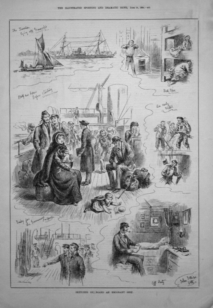 Sketches on Board an Emigrant Ship. 1884