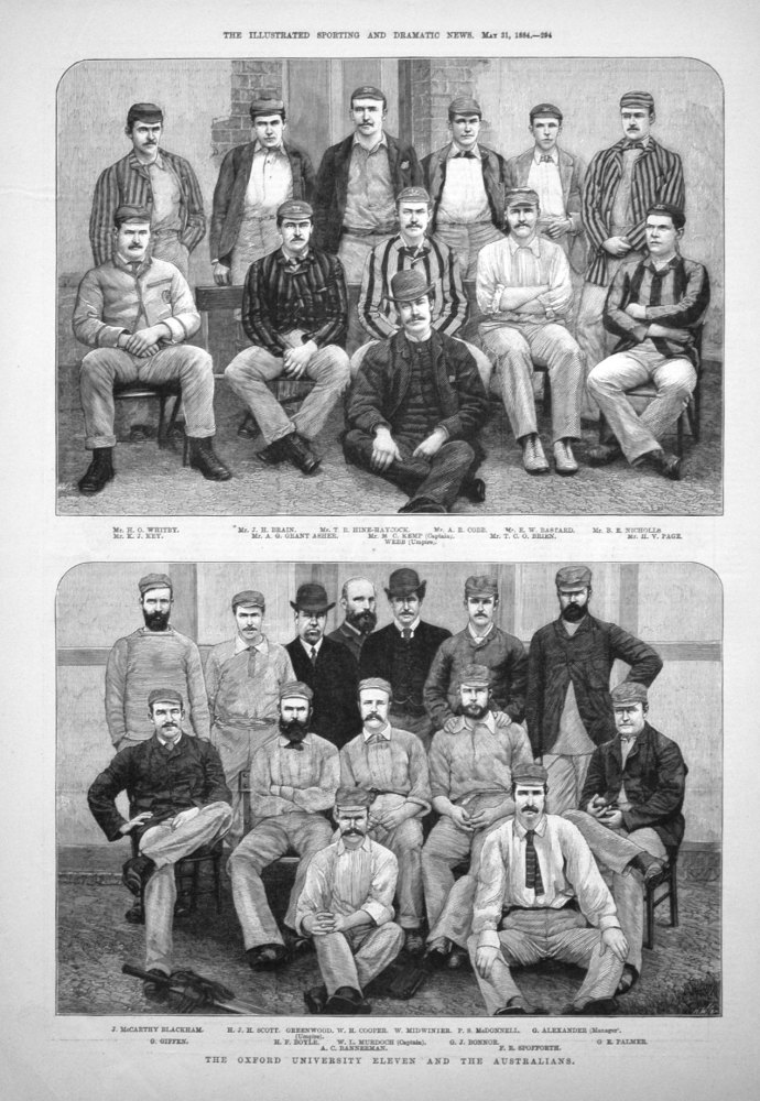The Oxford University Eleven and the Australians. 1884.  (Cricket)