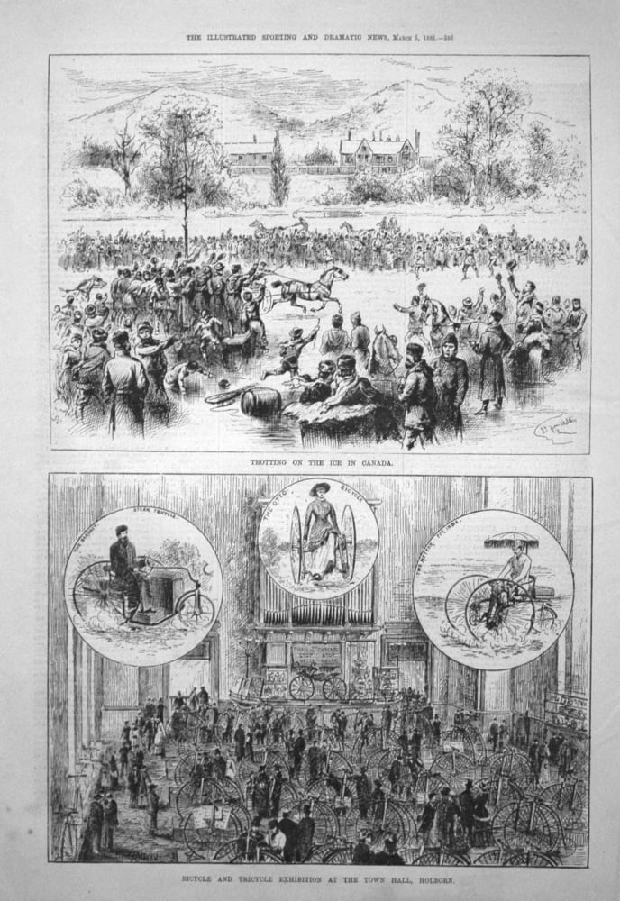Bicycle and Tricycle Exhibition at the Town Hall, Holborn. 1881