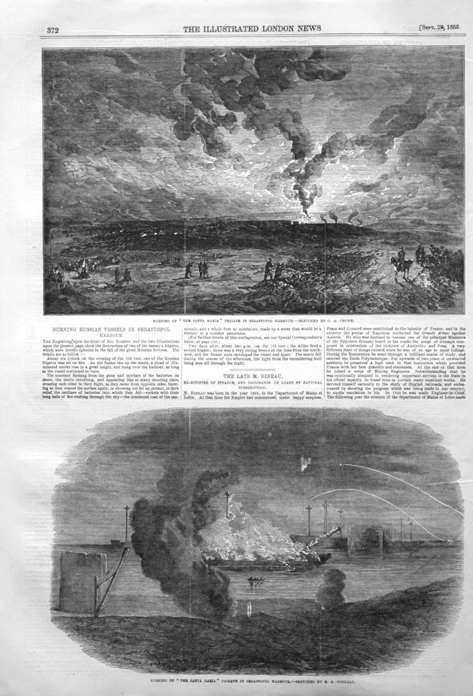 Burning Russian Vessels in Sebastopol. 1855