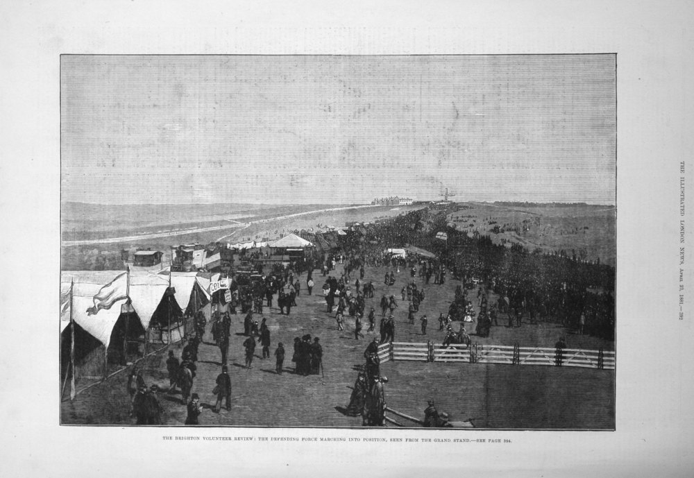 The Brighton Volunteer Review : The Defending Force Marching into Position, Seen from the Grand Stand. 1881