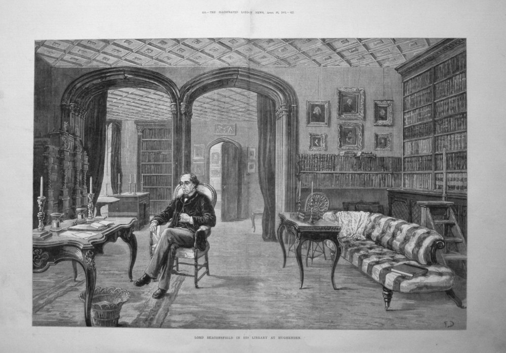 Lord Beaconsfield in his Library at Hughenden. 1881