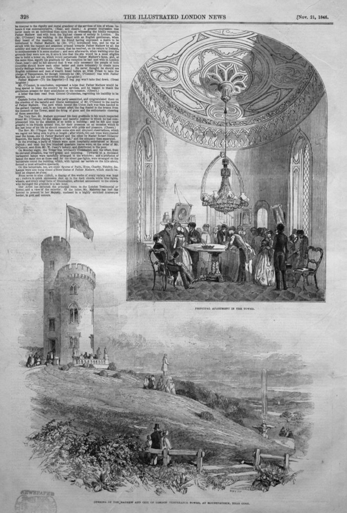Opening of the Mathew and City of London Temperance Tower, at Mountpatrick, near Cork. 1846
