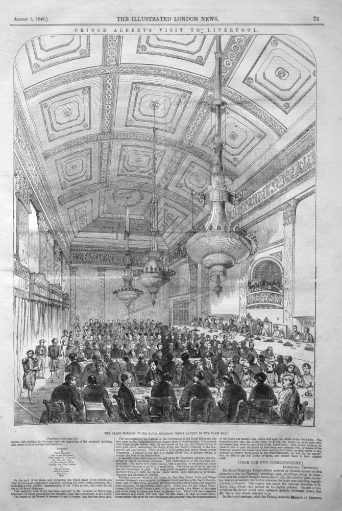 The Grand Banquet to His Royal Highness Prince Albert, in the Town Hall. 1846