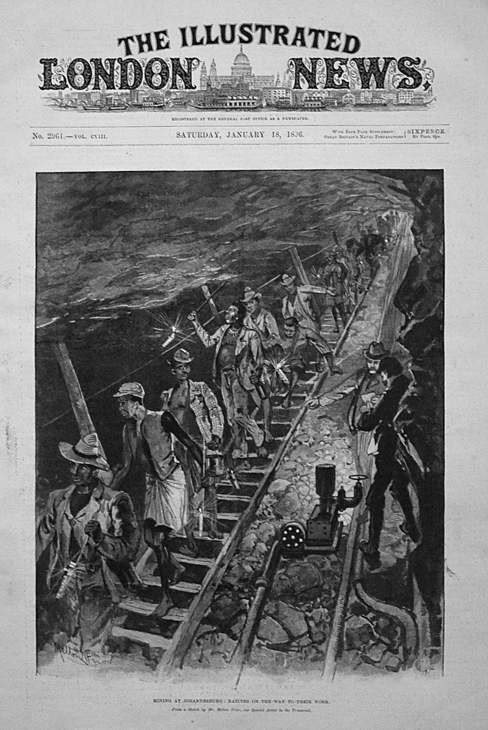 Mining at Johannesburg : Natives on the way to their Work. 1896
