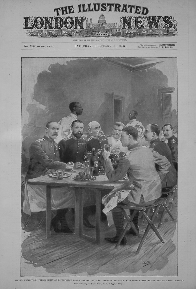 Ashanti Expedition : Prince Henry of Battenberg's Last Breakfast, in Staff Officers' Mess-Room, Cape Coast Castle, before Marching for Coomassie.