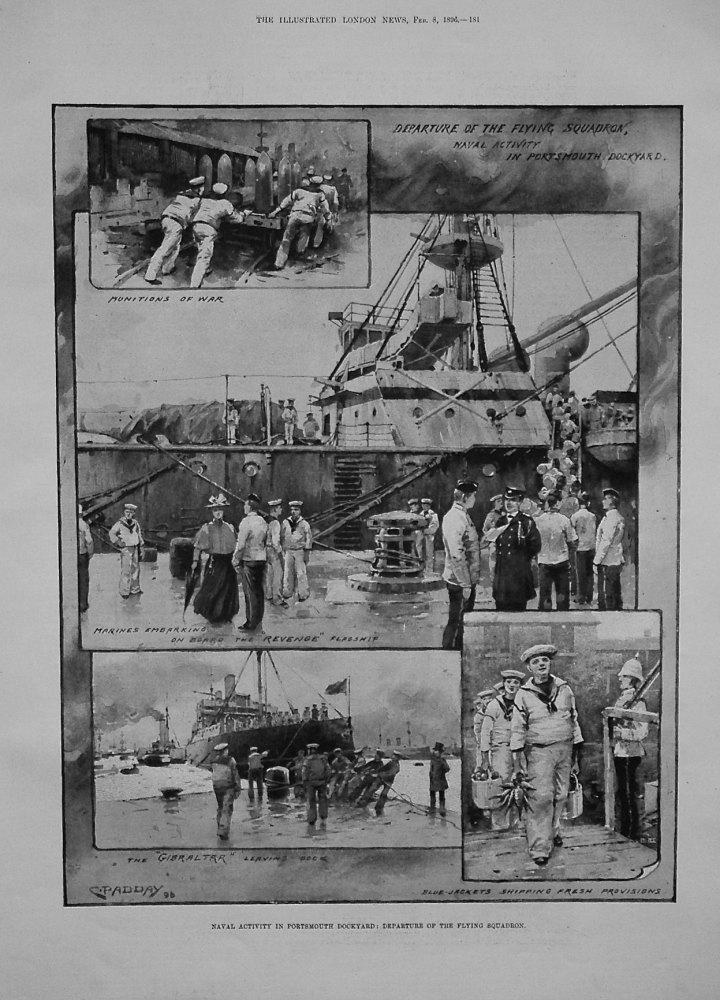 Naval Activity in Portsmouth Dockyard : Departure of the Flying Squadron. 1896