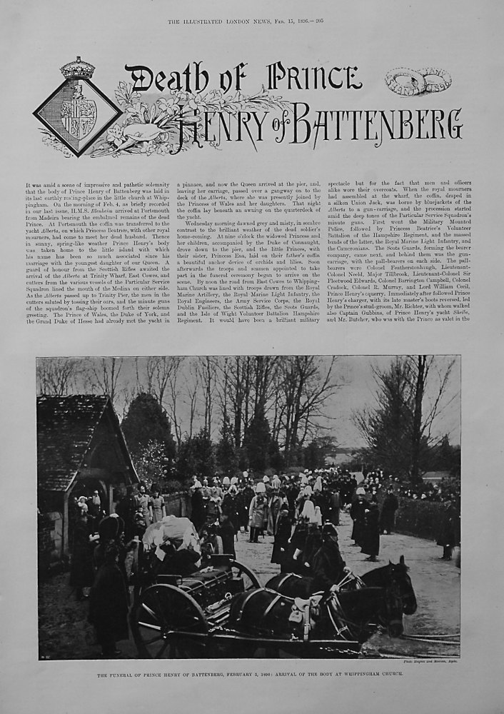 Death of Prince Henry of Battenberg. 1896