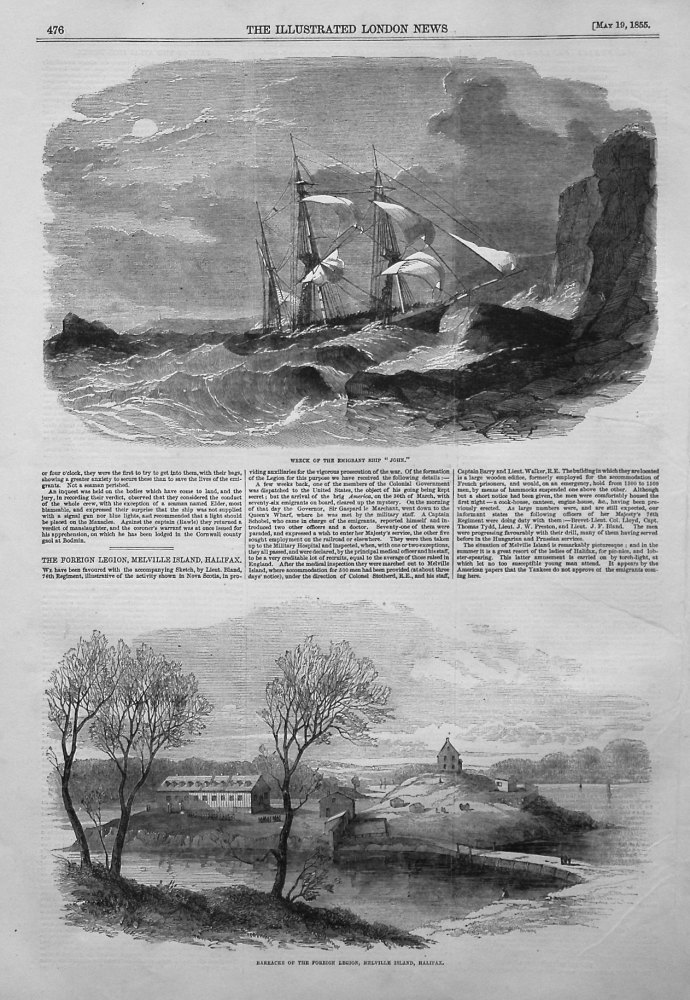 Wreck of the Emigrant Ship "John." 1855