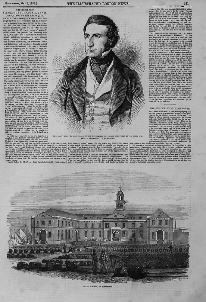 The Right Hon. Sir George Cornwall Lewis, Chancellor of the Exchequer. 1855