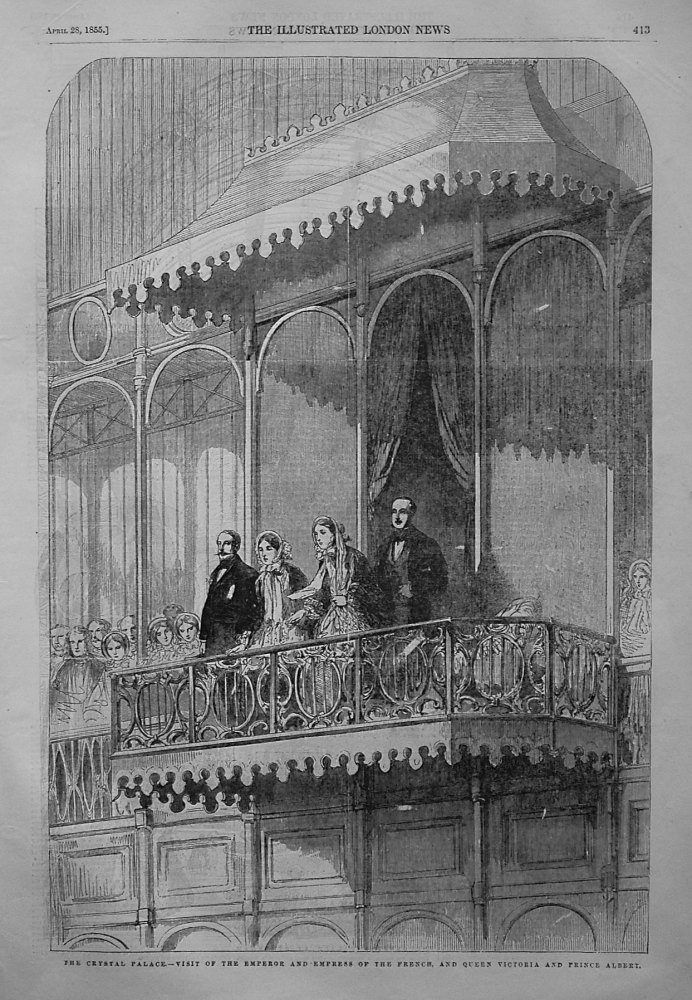 The Crystal Palace.- Visit of the Emperor and Empress of the French, and Queen Victoria and Prince Albert. 1855
