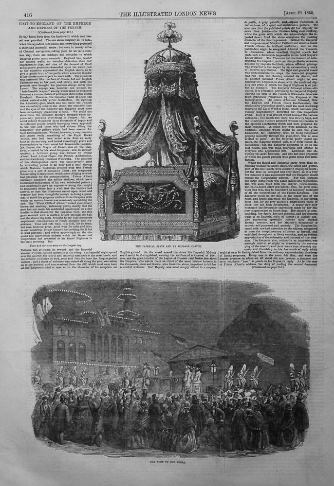 The Imperial State Bed at Windsor Castle. 1855