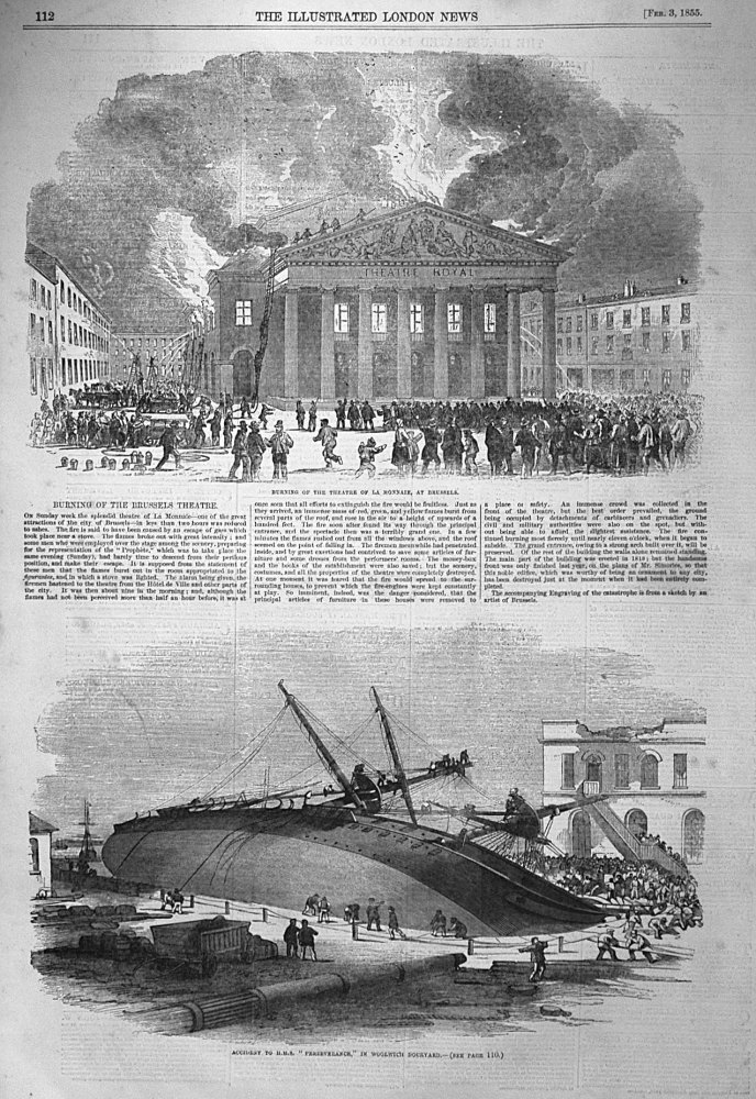 Accident to H.M.S. "Perseverance," in Woolwich Dockyard. 1855