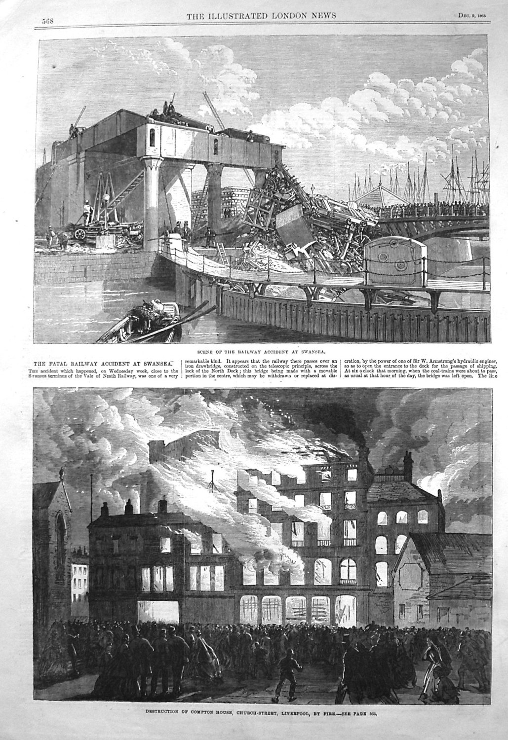 Scene of the Fatal Railway Accident at Swansea. 1865