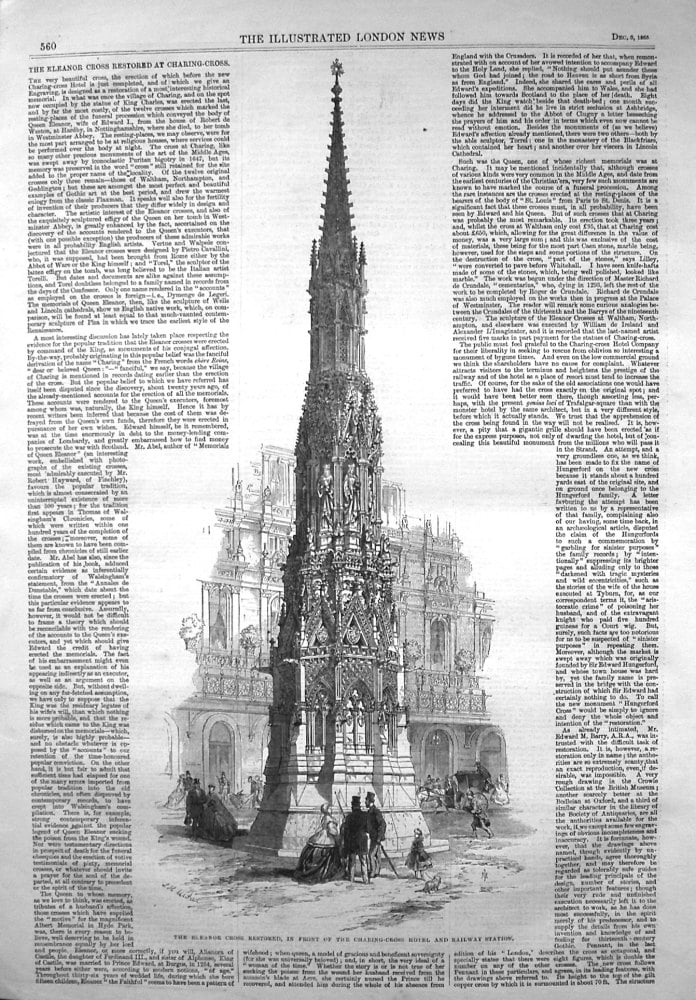 The Eleanor Cross Restored at Charing-Cross. 1865