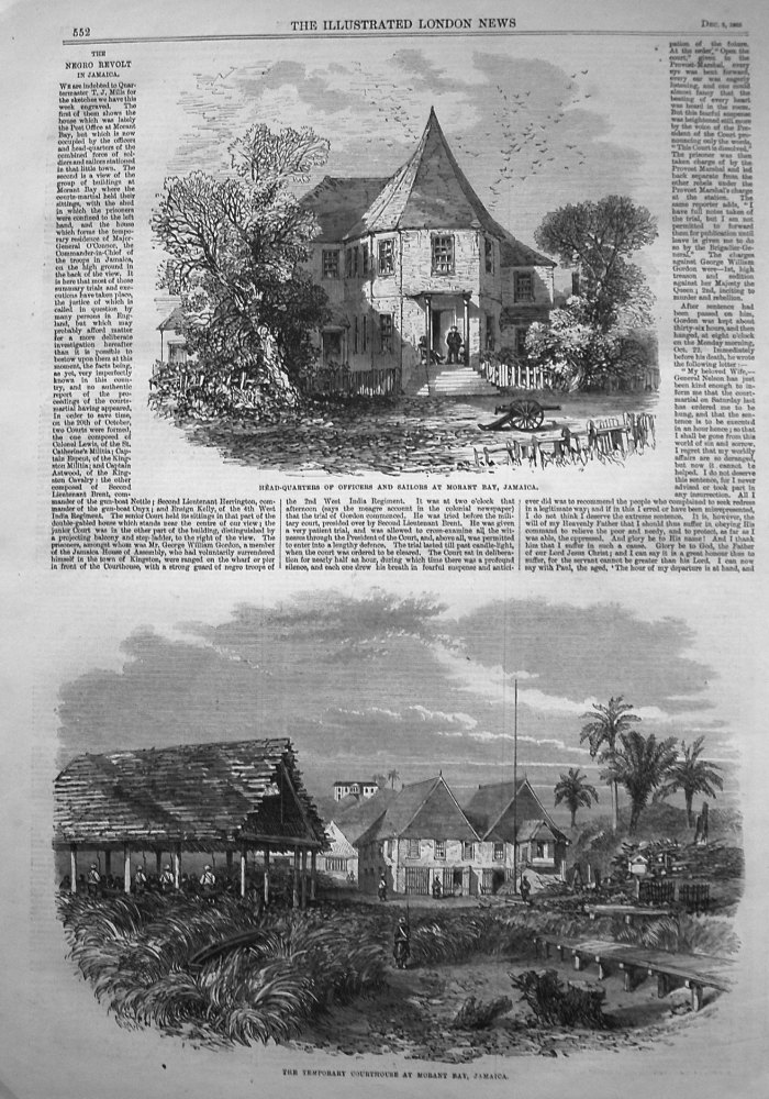 Head-Quarters of Officers and Sailors at Morant Bay, Jamaica. 1865