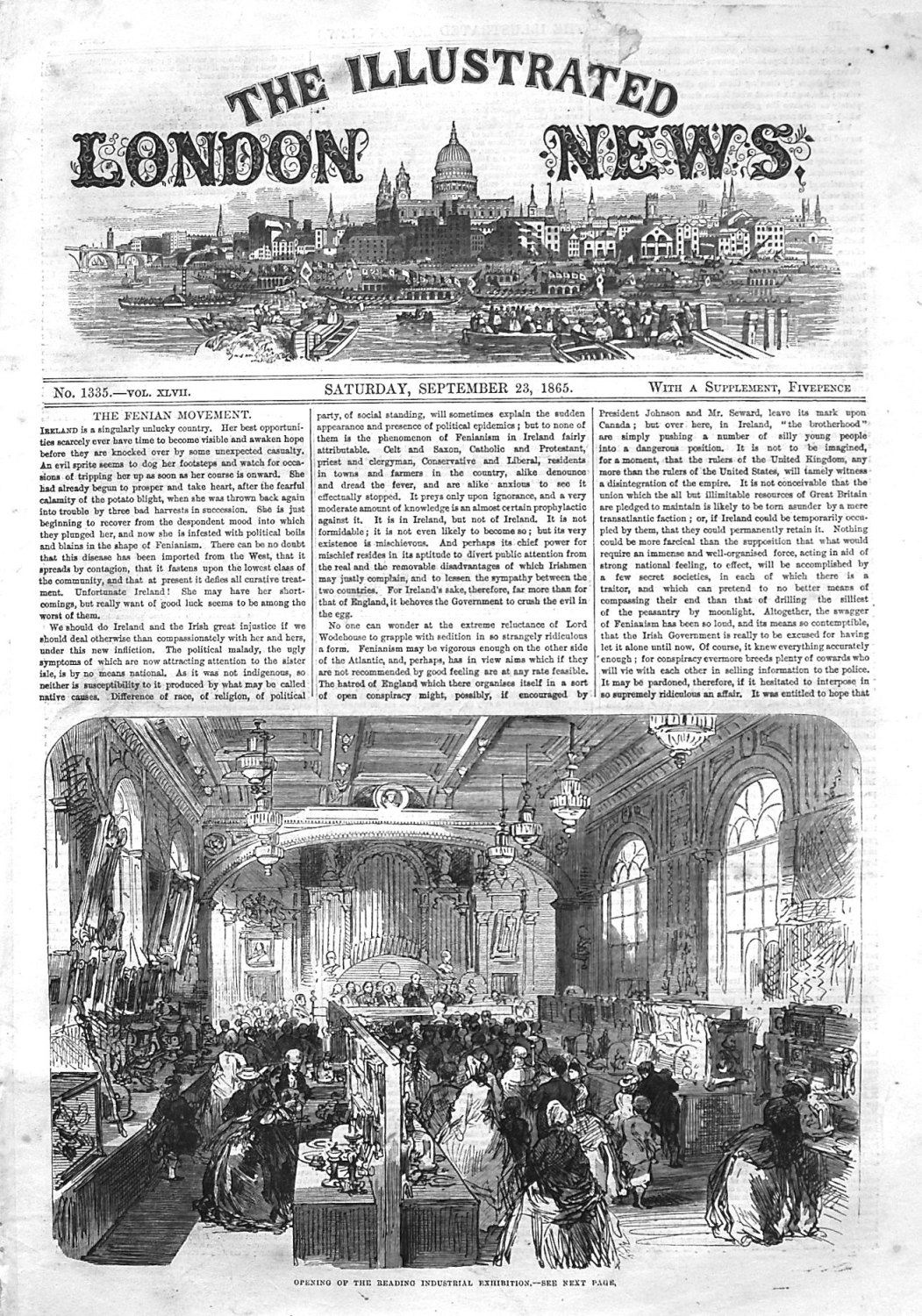 Illustrated london News September 23rd 1865.