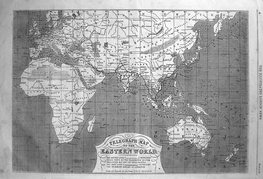 Telegraph Map of the Eastern World. 1865