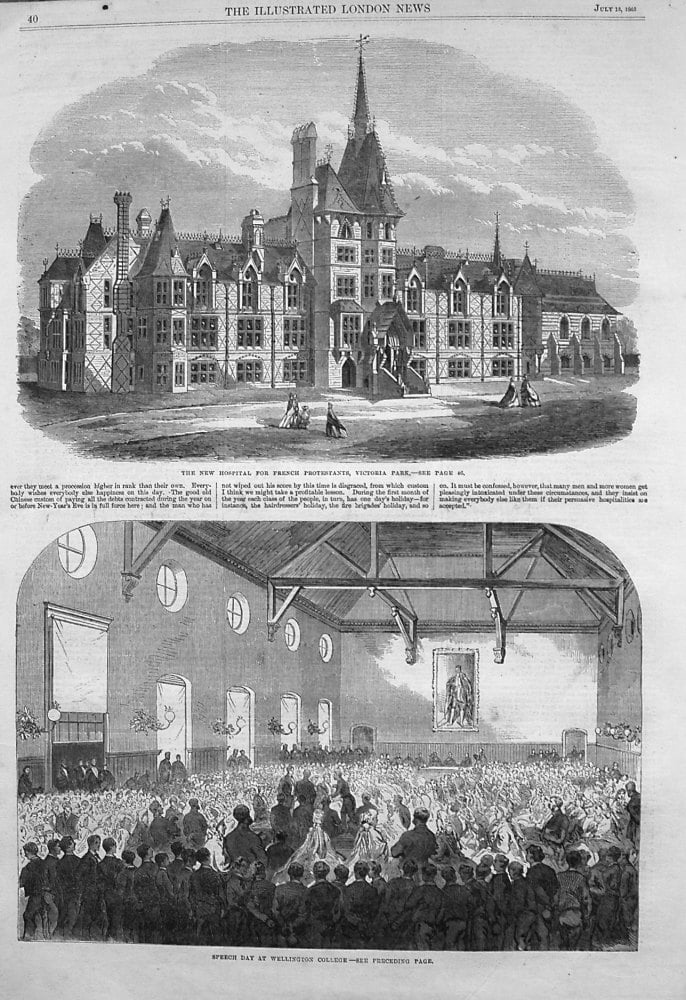 The New Hospital for French Protestants, Victoria Park. 1865