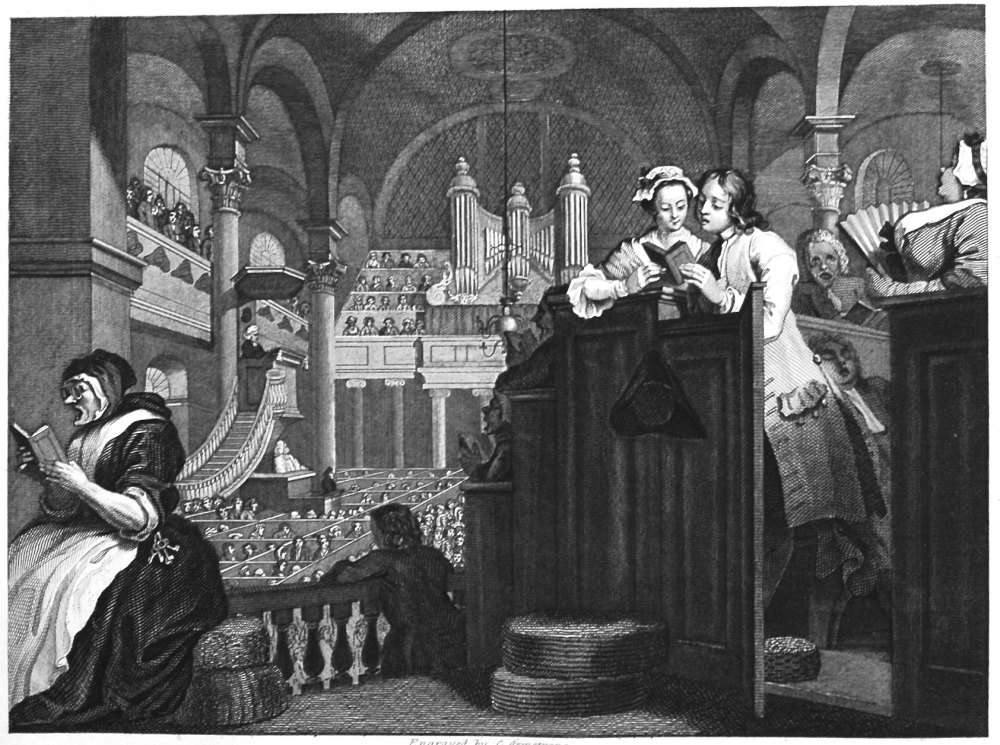 Industry and Idleness. (Plate 2). The Industrious 'Prentice Performing the Duty of a Christian.