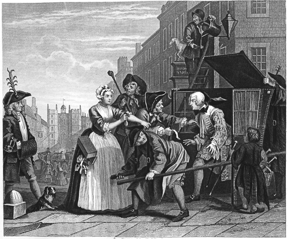 The Rake's Progress. Plate 4. Arrested for Debt as Going to Court. 