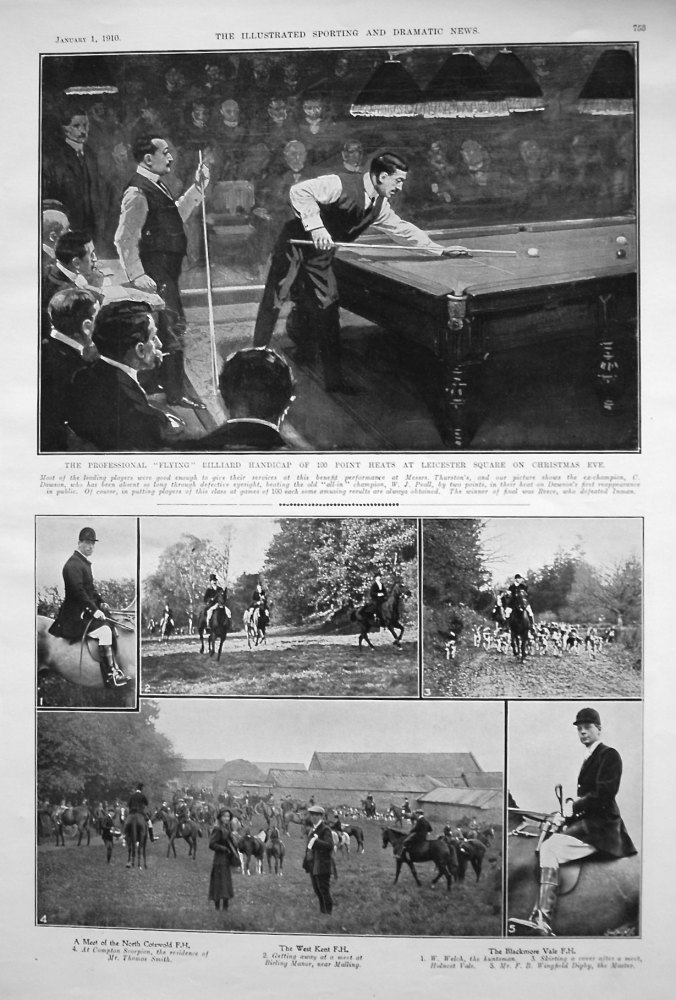 The Professional "Flying" Billiard Handicap of 100 Point Heats at Leicester Square on Christmas Eve. 1910