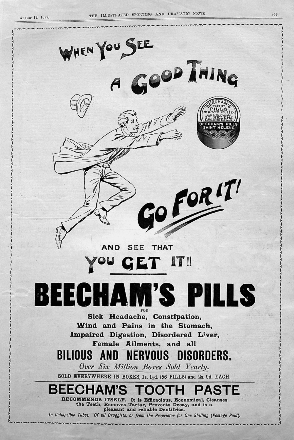 Beecham's Pills. August 1899