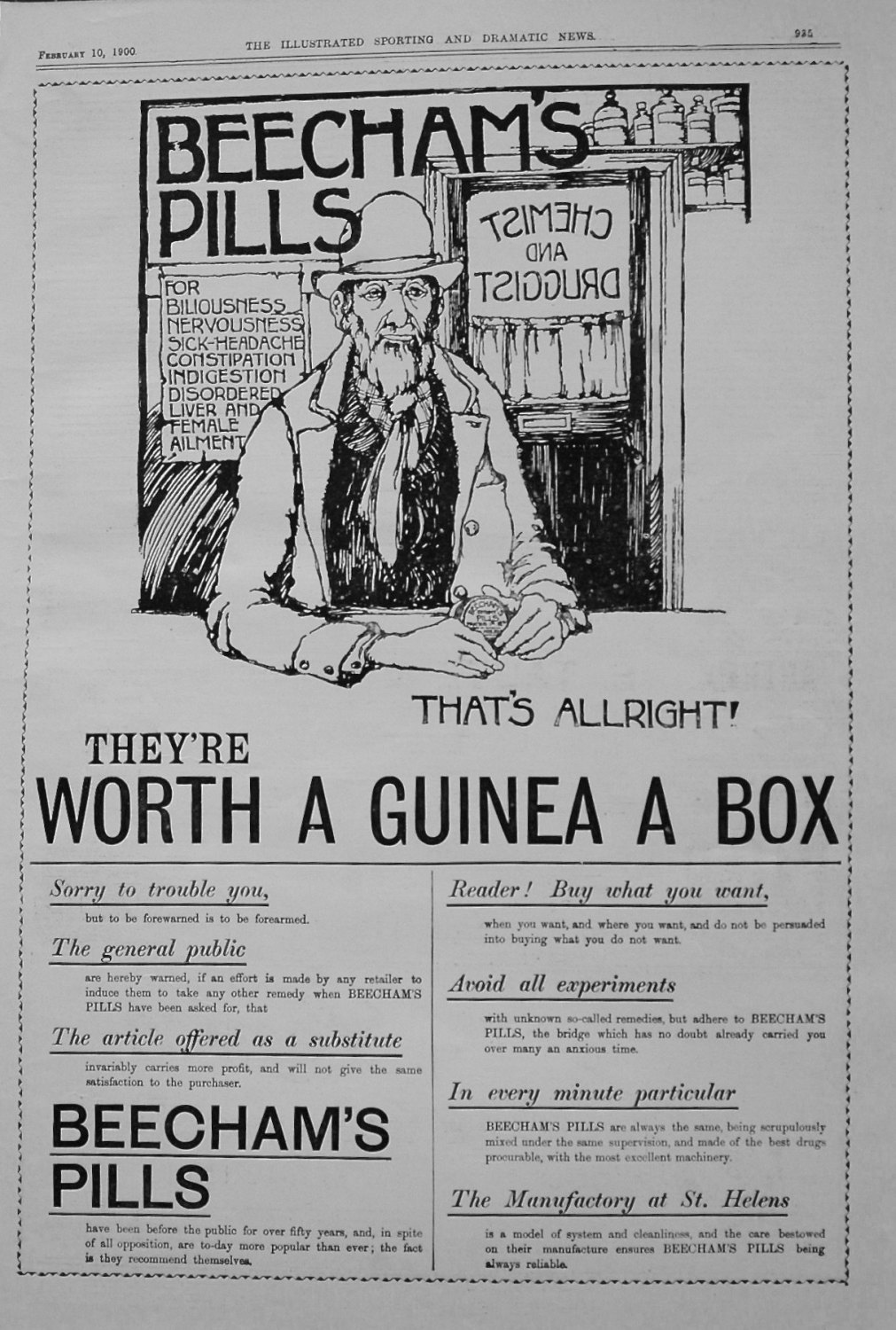 Beecham's Pills. February 1900.