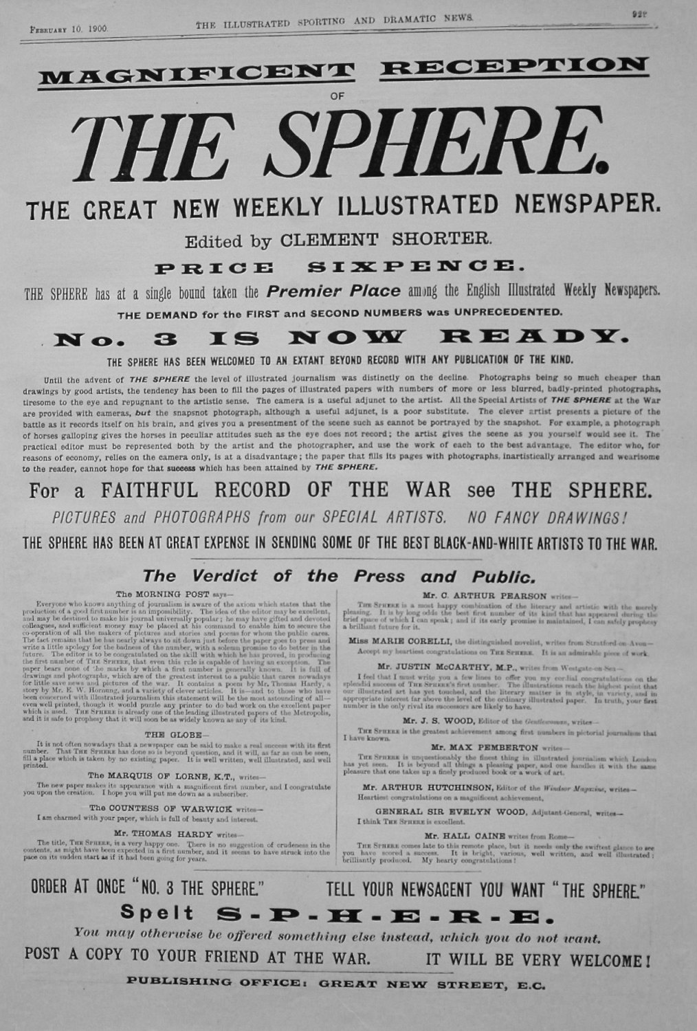 The Sphere Newspaper. 1900