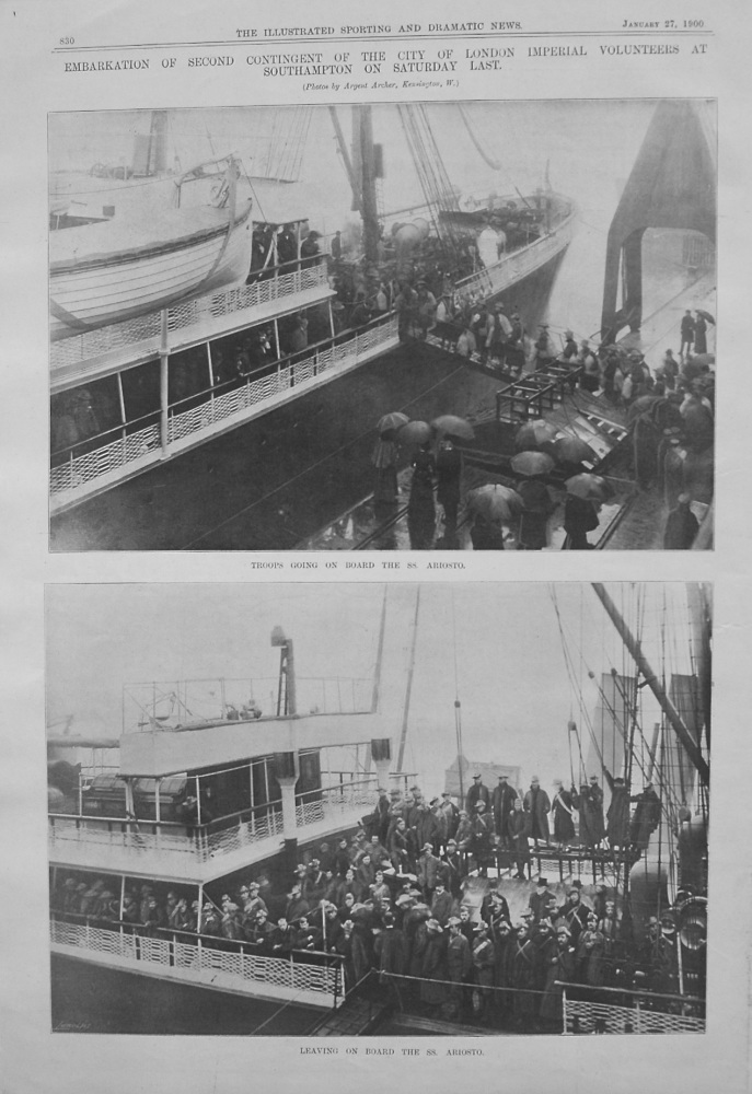 Embarkation of Second Contingent of the City of London Imperial Volunteers at Southampton on Saturday Last. 1900