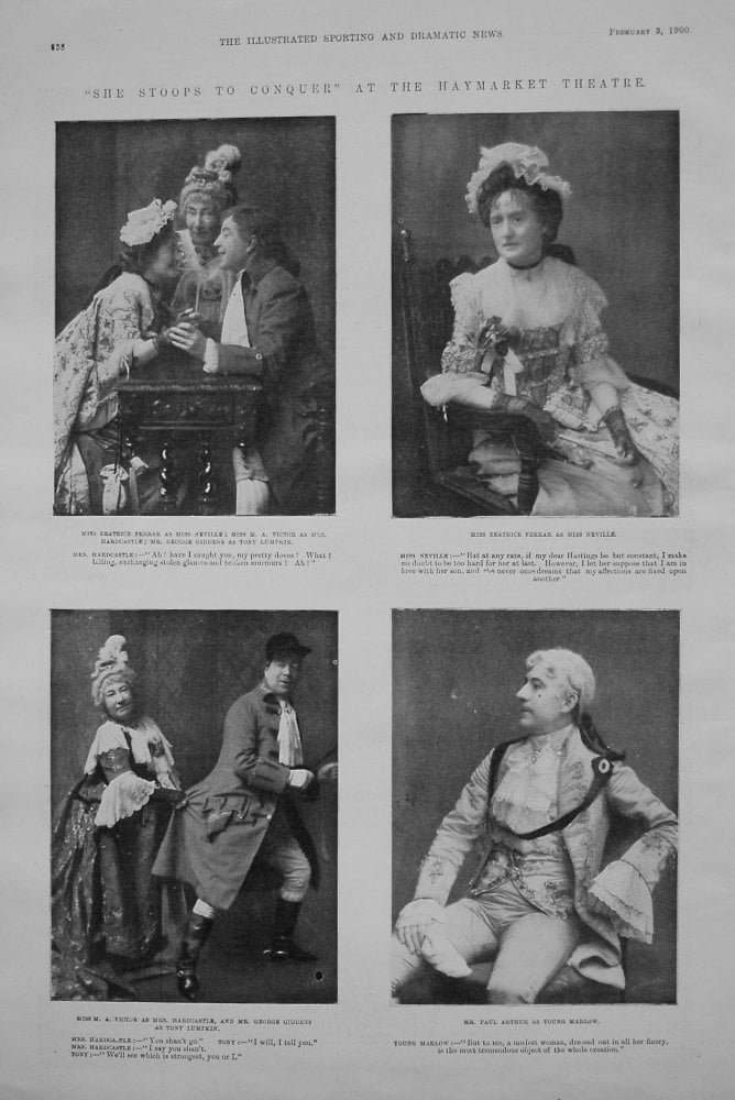 "She Stoops to Conquer" at the Haymarket Theatre. 1900