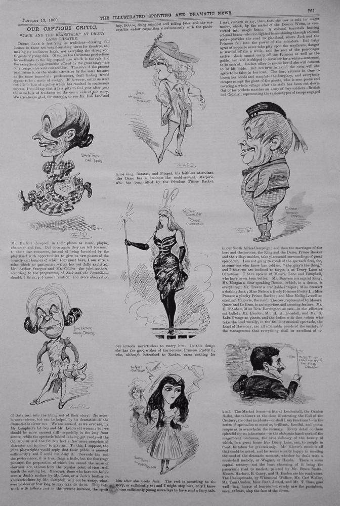 Our Captious Critic, January 13th, 1900.  :  "Jack and the Beanstalk" at Drury Lane Theatre.