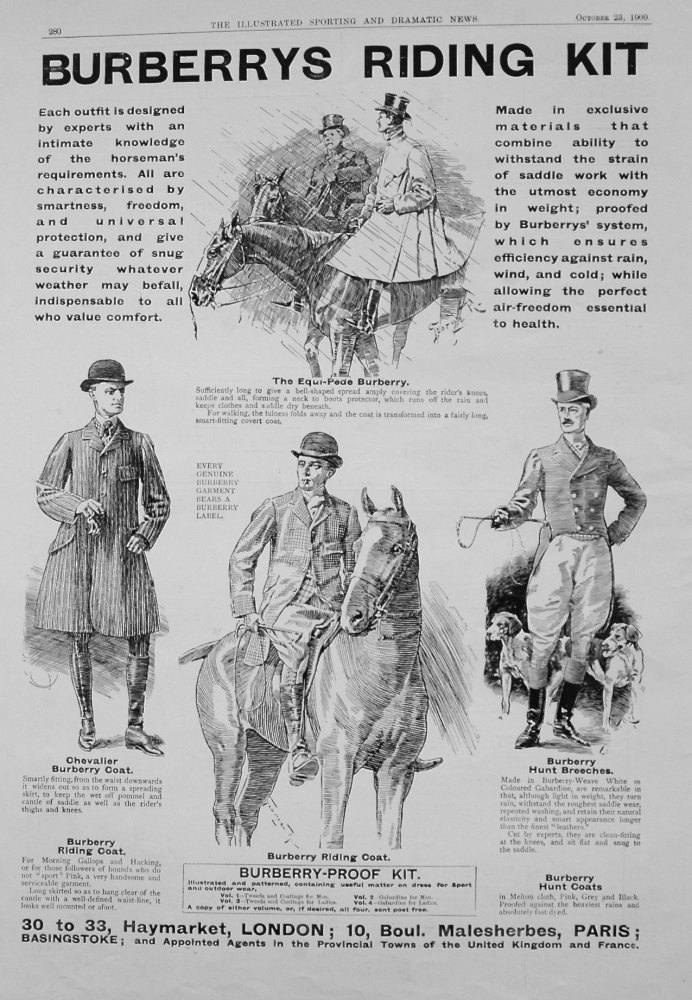Burberrys Riding Kit. 1909