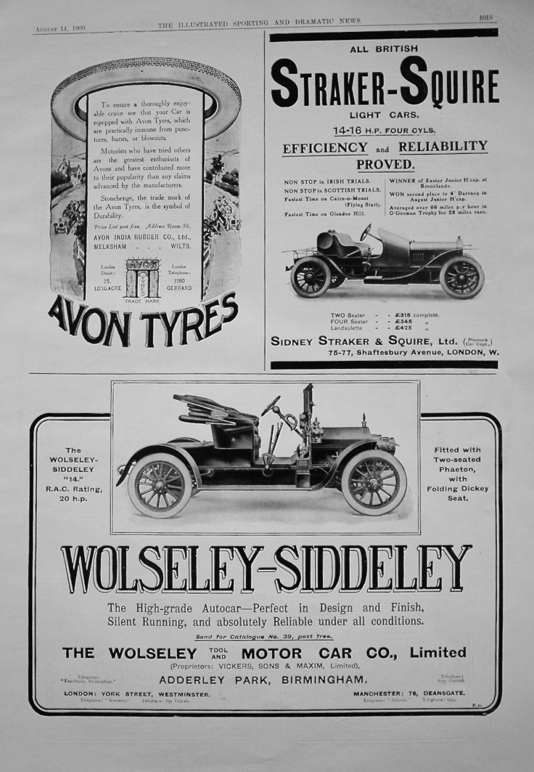 Motoring Adverts. 1909