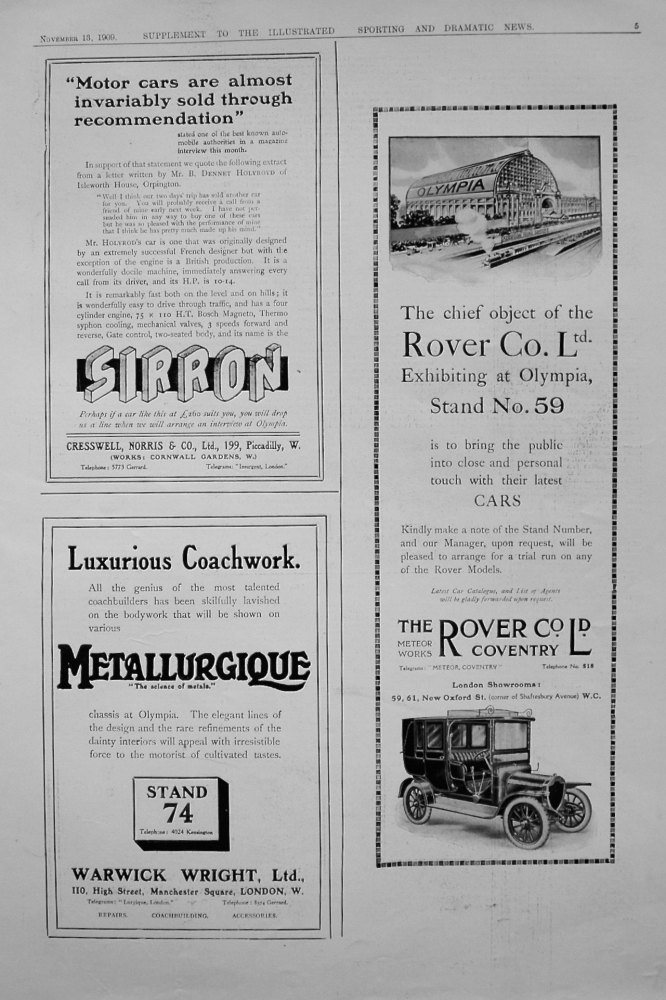 Motoring Adverts. 1909