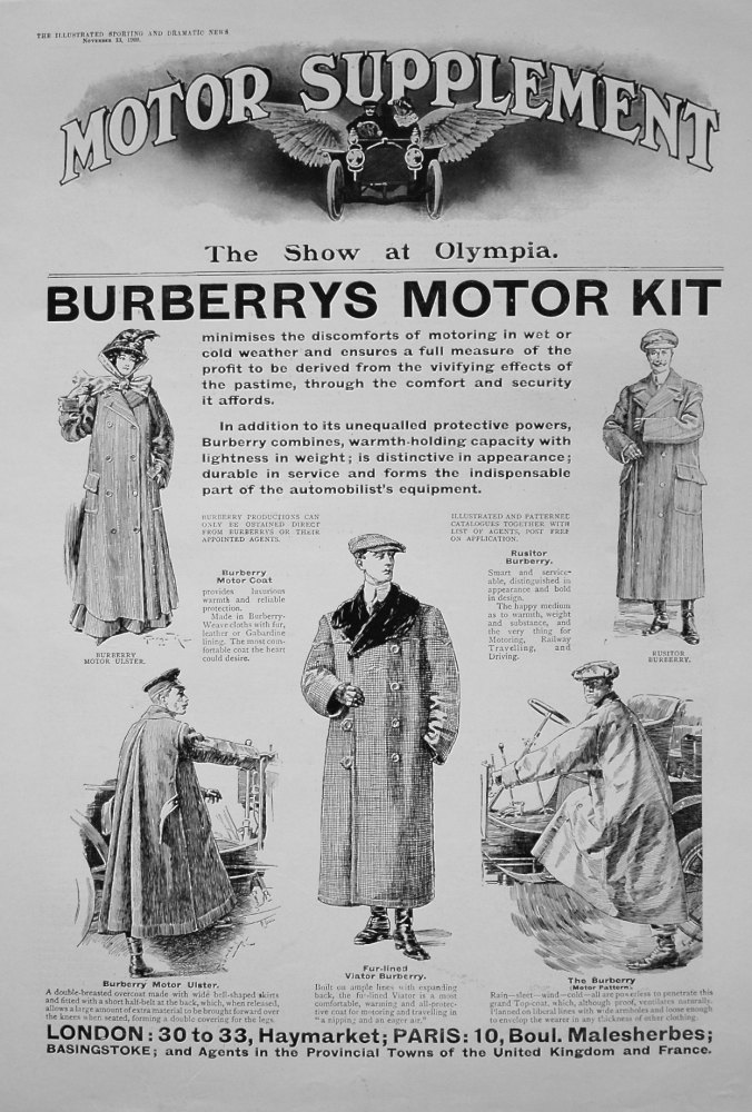 Burberrys Motor Kit. November 13th 1909