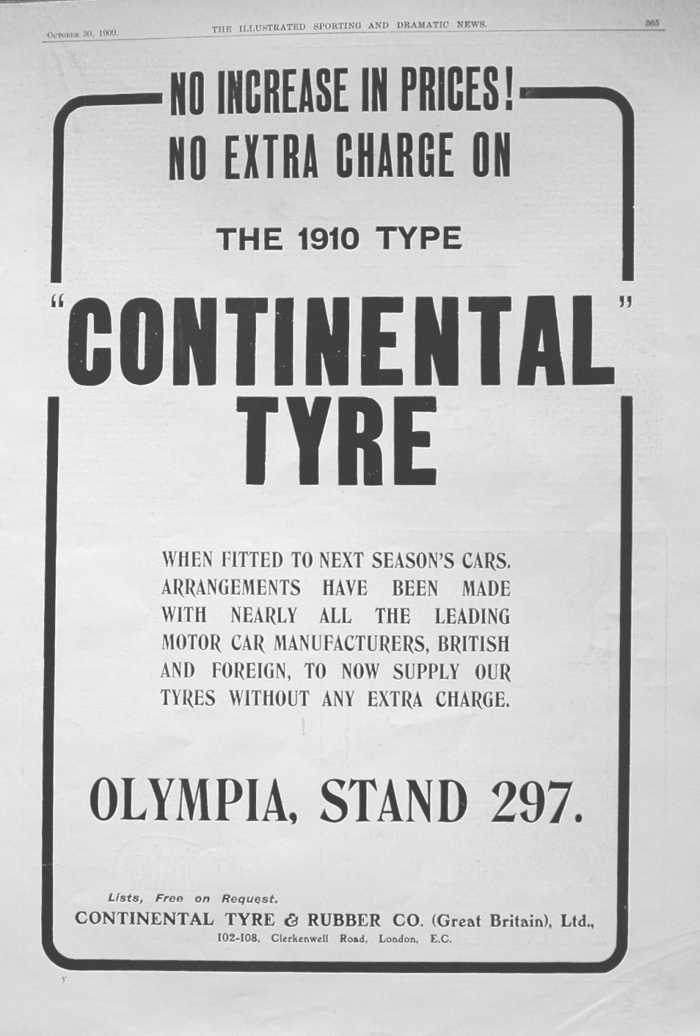 Continental Tyre. 1909