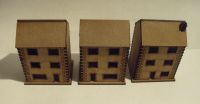 5x 10mm Stone Town Houses with cut out windows (Three Storey)